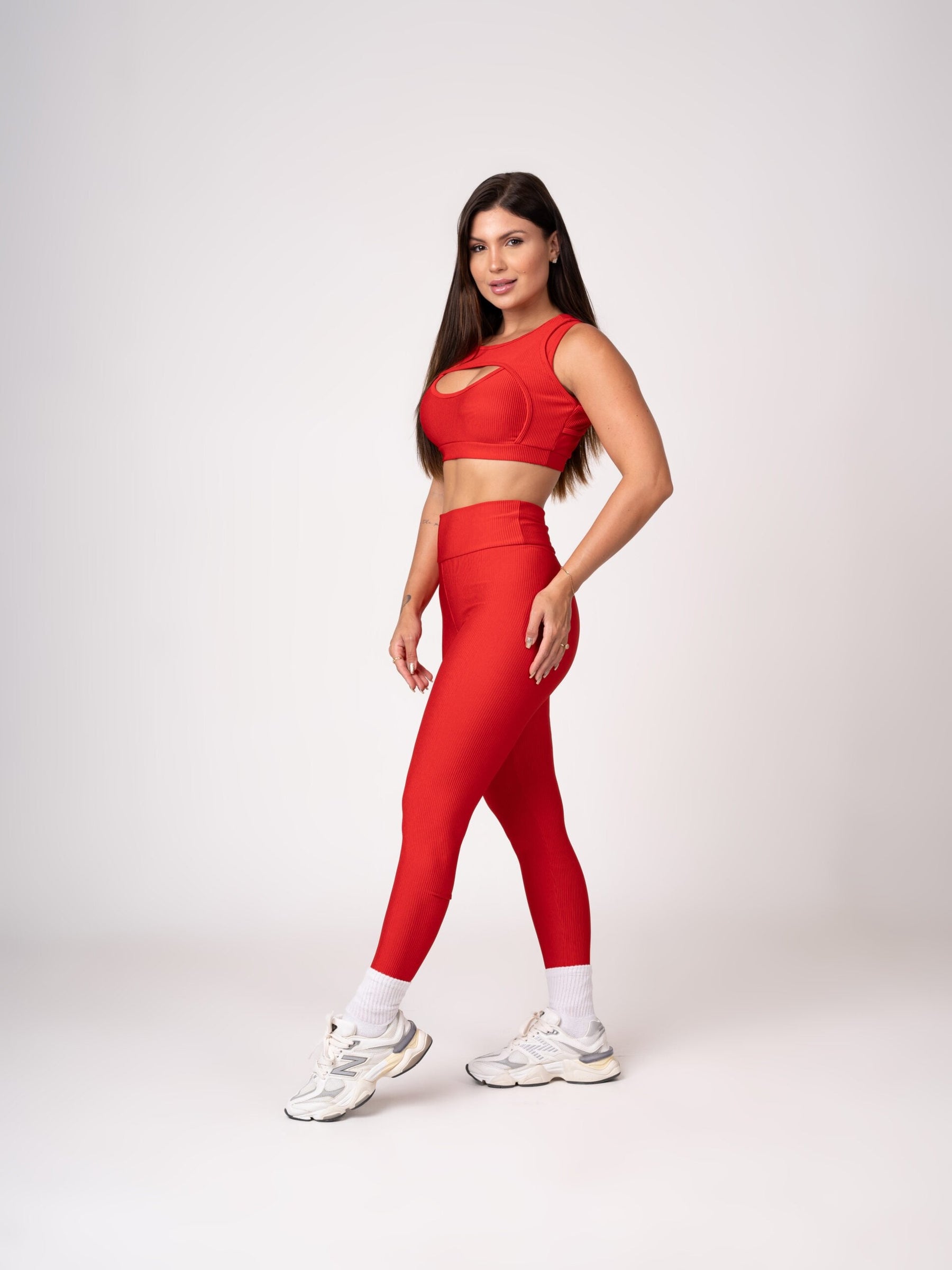 Conjunto Vermelho Legging e Top Borboleta
