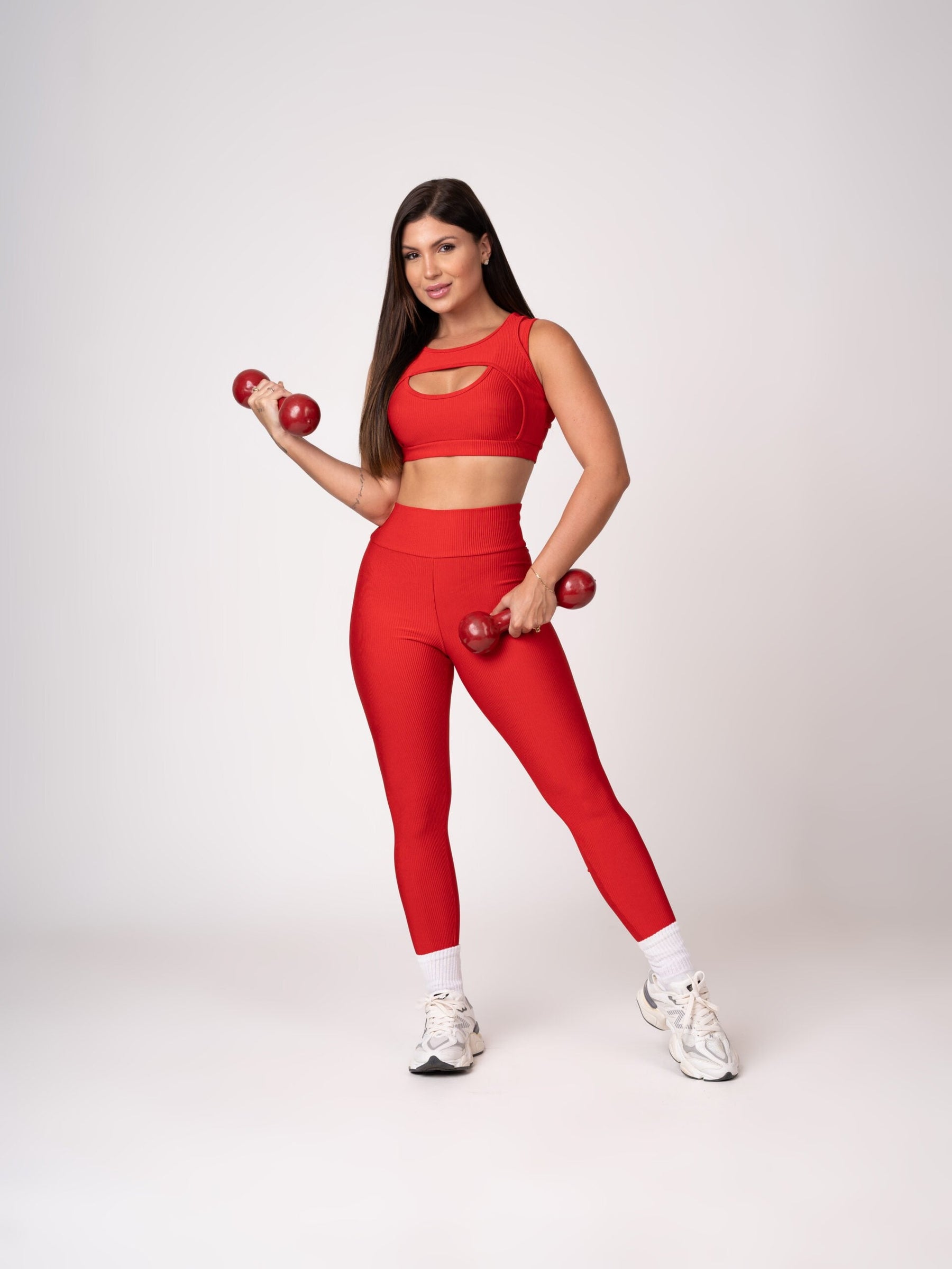 Conjunto Vermelho Legging e Top Borboleta