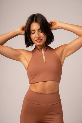 Conjunto Legging e Top Zíper Caramelo