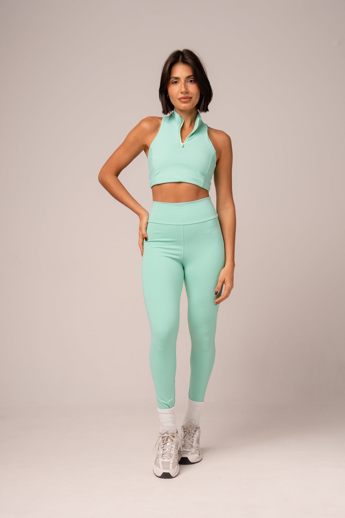 Conjunto Legging e Top Zíper Menta