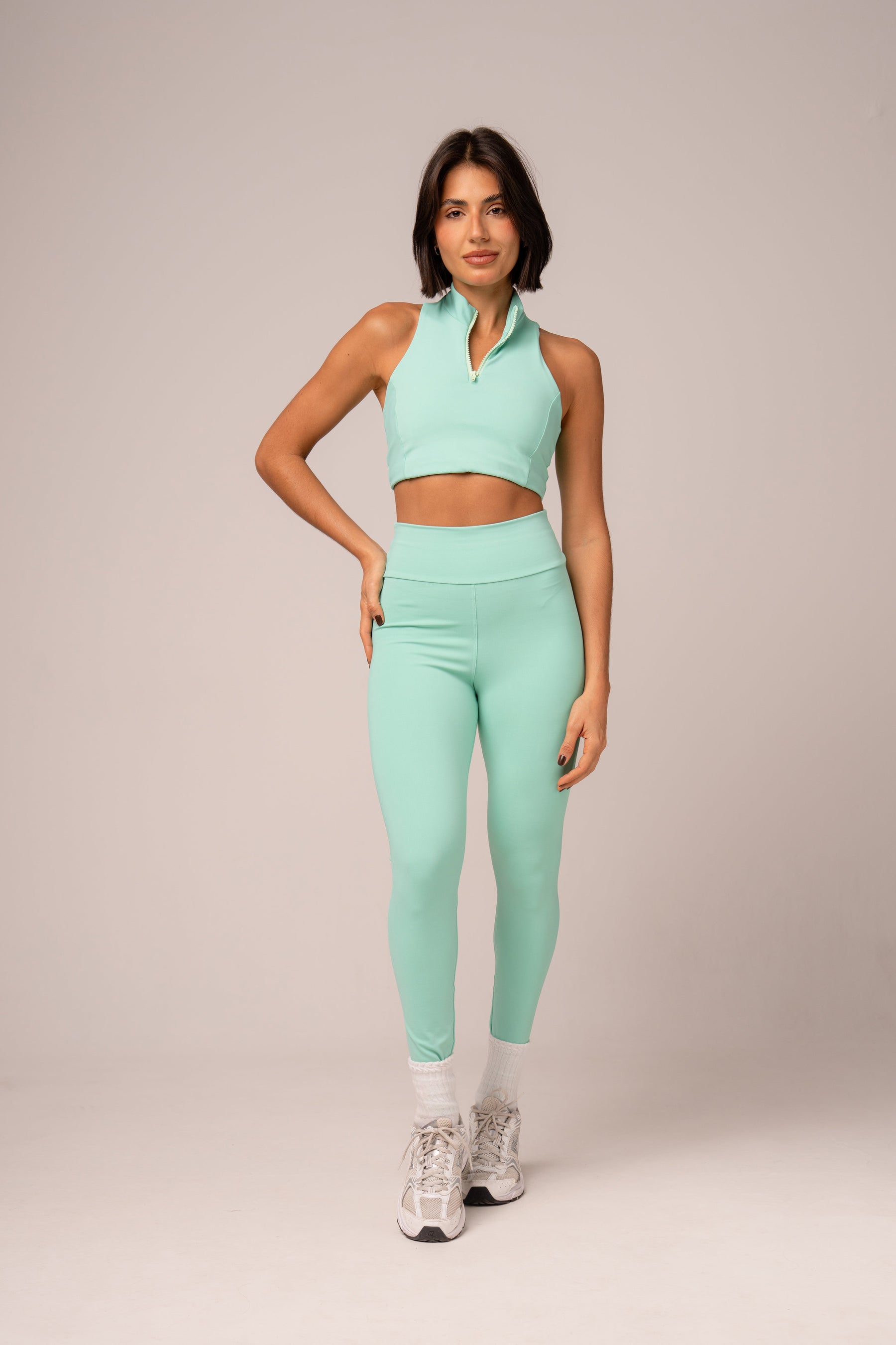 Conjunto Legging e Top Zíper Menta