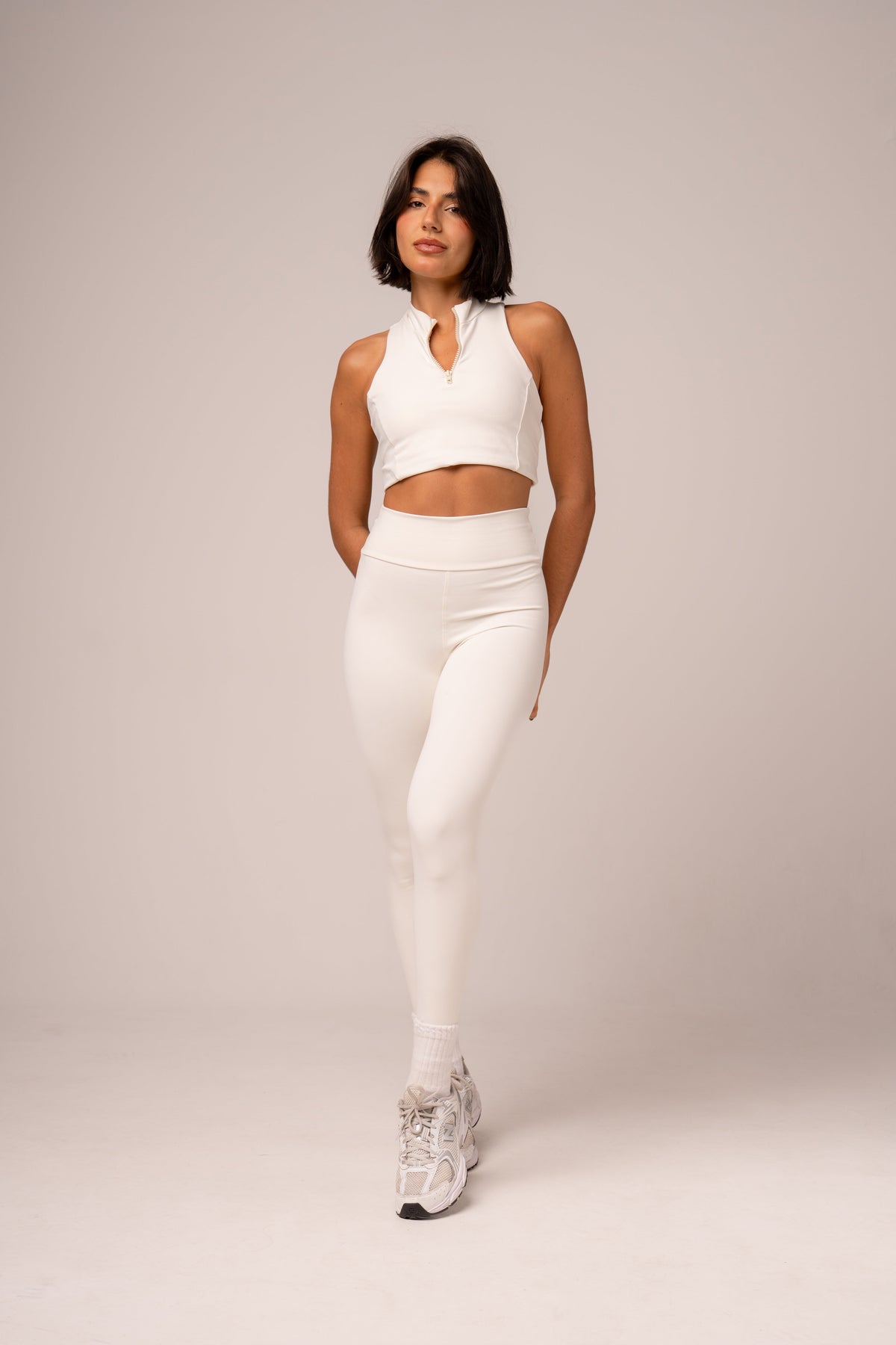 Conjunto Legging e Top Zíper Off White