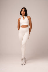 Conjunto Legging e Top Zíper Off White