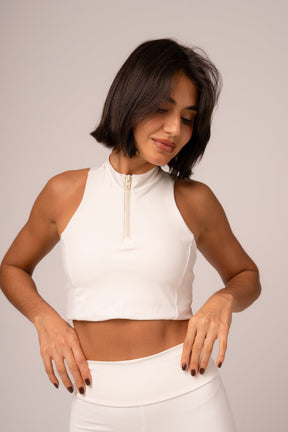 Conjunto Legging e Top Zíper Off White