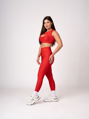 Conjunto Vermelho Legging e Top Borboleta
