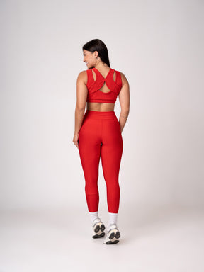 Conjunto Vermelho Legging e Top Borboleta