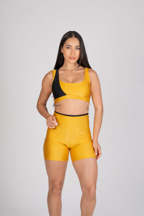 Conjunto Short e Top Jolie Ocre e Preto