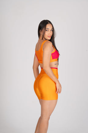 Conjunto Short e Top Jolie Laranja e Pink