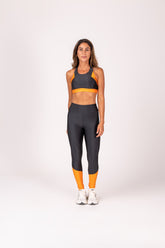 Conjunto Legging e Top Recortes Grafite e Tangerina